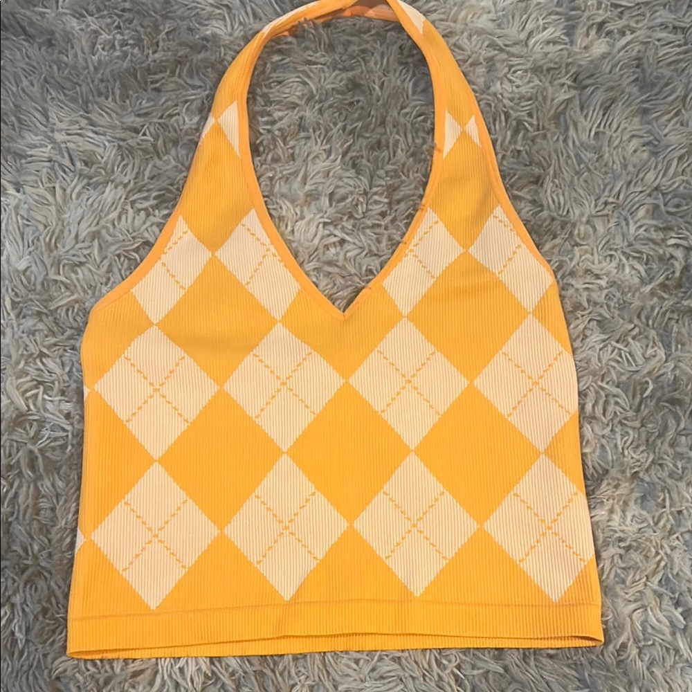 Yellow Argyle Halter Top